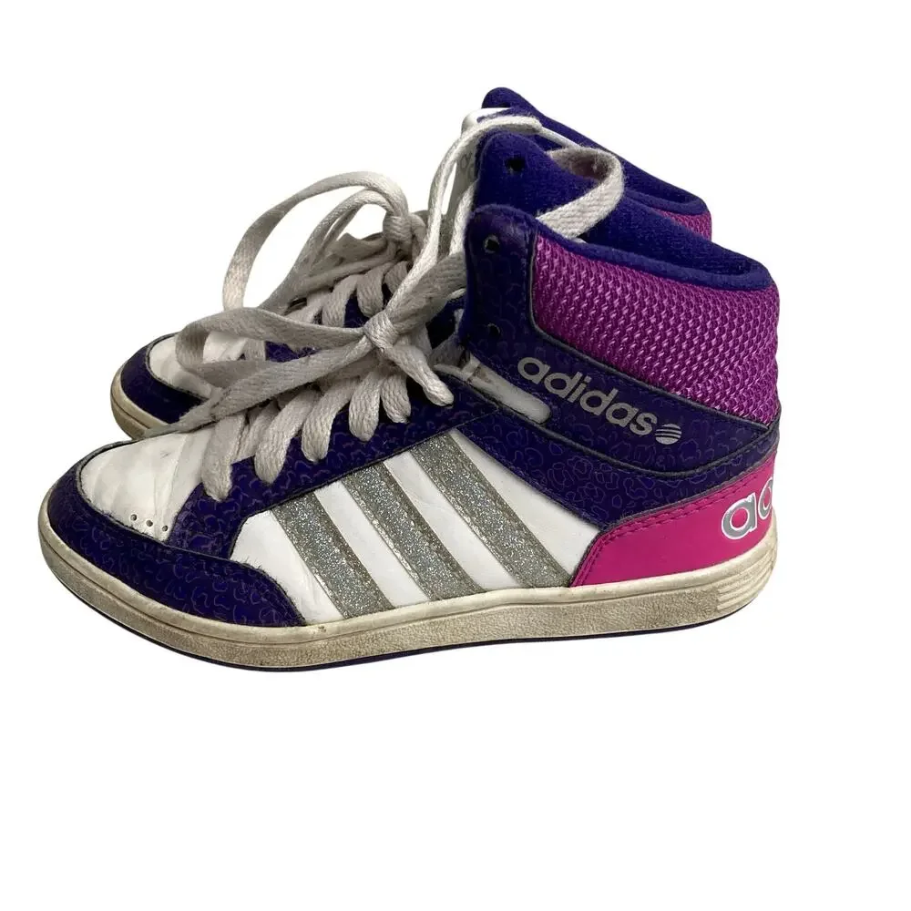 Adidas High Top Sneakers - Purple Pink Silver Glitter - 11.5